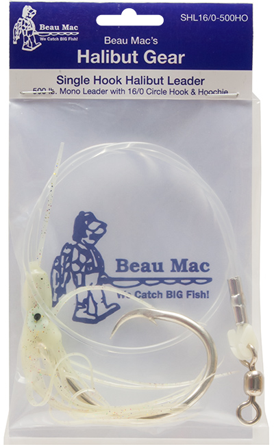 Beau Mac halibut Gear Leader w / Hoochie 9/0 & 10/0 Hooks 80 lb Test  Fishing Rig 